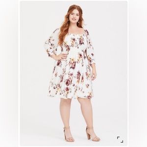 TORRID White Floral Smocked Dress